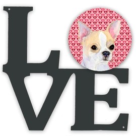 Caroline's Treasures Chihuahua Hearts Valentine's Day Portrait Metal Artwork Love Wall-Decor, Multicolor