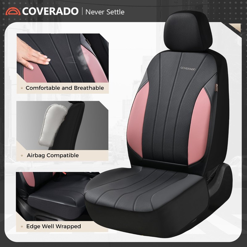 Coverado Car Seat Covers, Luxury Front Seat Covers, Leather Car