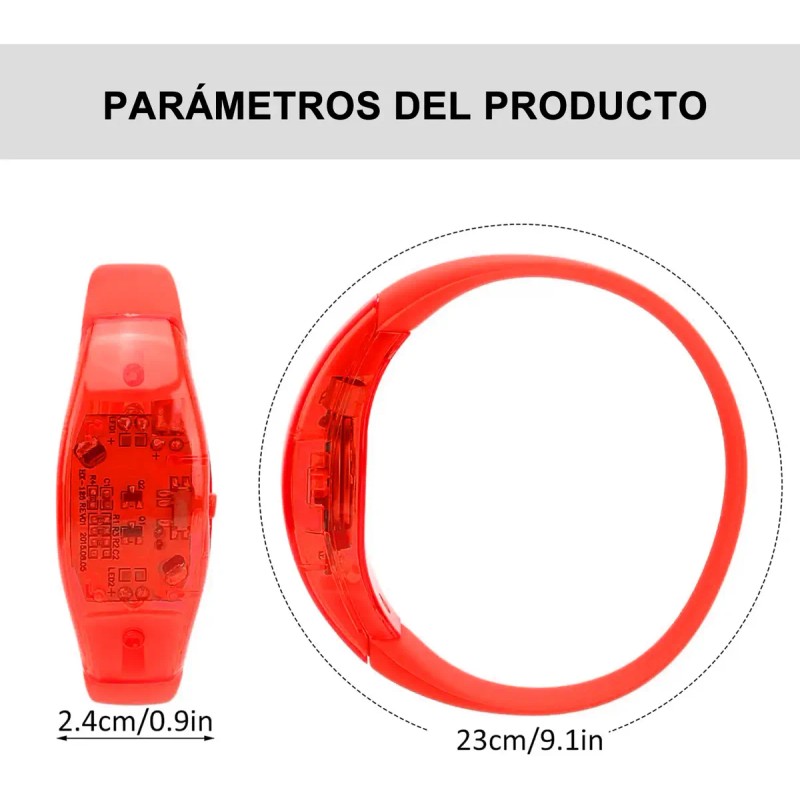 Pulsera Audio Ritmica Fiesta Neón Led Concierto 10 Pzas