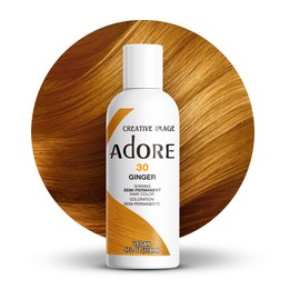 Adore Semi Permanent Hair Color (030 Ginger) | Vegan & Cruelty-Free Brown Hair Dye | No Ammonia, No Peroxide, No Alcohol | 4 Fl Oz (Pack of 1)