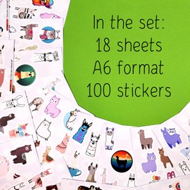 Pack of 100 Llama Stickers for Drinking Bottles and Laptops - Llama Party Gifts, Llama Birthday Party Decorations, Llama Gifts, Llama Accessories - Llama Stickers