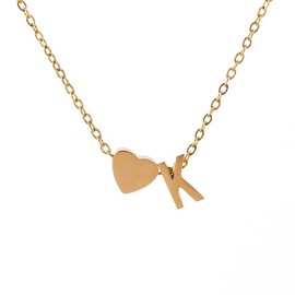 Yimofy Initial Necklace for Women 14K Gold Plated Stainless Steel Women's Dainty Letter Necklace Tiny A-Z Alphabet Heart Pendant Choker Necklace K