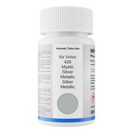 MG PRIME Autolack Lackstift Set für Volvo 426 Mystic Silver Metallic/Silber Metallic Basislack Klarlack je 50ml