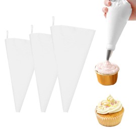 vcsjw Reusable Icing Bags, 3 Pieces, Professional Icing Bag 40/35/30 cm, Large Piping Bag, Cotton Piping Bag, Dishwasher Safe, Suitable for Decorating Pastries, Cakes, Home Baking