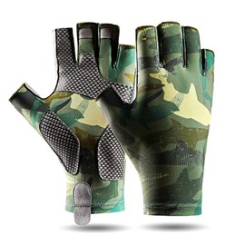 Valicaer Fishing Gloves,Fingerless Gloves UV Protection Gloves Breathable Sports Sailing Gloves Outdoor Sports Fishing Gloves for Men Women Fishing Rafting Sailing Kayaking Running Gloves (Green, M)