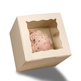 Paper Mart Ivory Window Cupcake Boxes | Quantity: 25 | Width: 4"