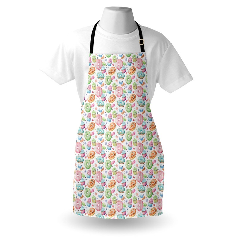 ABAKUHAUS Adjustable Cooking Apron, Green / Pink