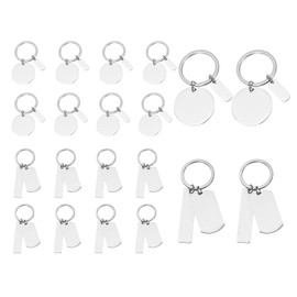 PATIKIL Engravable Metal Keychain Stamping Blanks, 20 Pcs Stainless Steel Stamping Blanks Tags Metal Blank with Key Ring for Laser Engraving DIY Crafts Nameplate, Silver Tone