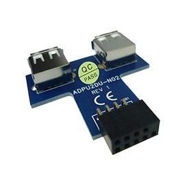 JIUWU 9 Pin USB 2.0 Female Pin Header to Dual USB2.0 Port Adapter-T Type