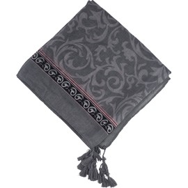 fashionchimp Women's Scarf with Decorative Tassels and Pattern Mix Embroidery Fringe Scarf Triangle Scarf, Gray Ornaments