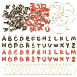 Sparkeads 2 Sets Wine Glass Charms Enamel Alphabet Charms Letter Charms Flat Round Letter A-Z Constellation Charms Tags Wine Glass Identifier Charms Drink Charms for Wine Party Decoration Supplies