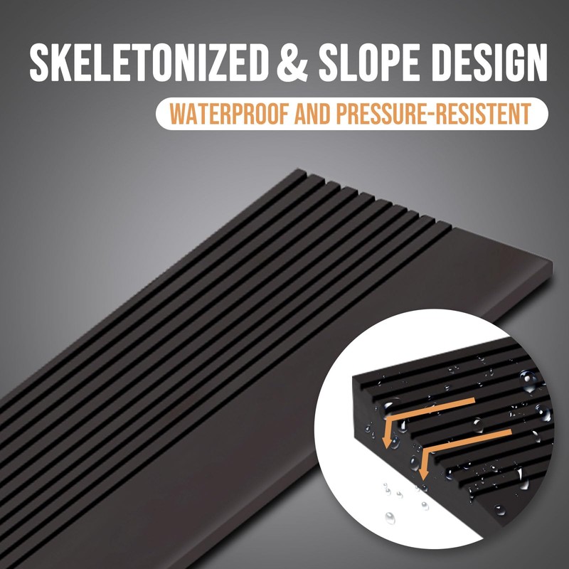 1" Rise Threshold Ramp, 35.4" Wide Natural Rubber Door Ramp