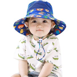 Connectyle Baby Hat Toddler Kids UPF 50+ Safari Hat Wide Brim UV Protection Hat Kids Mesh Sun Hat Folding, animal