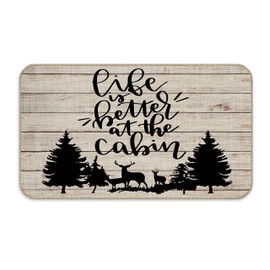 Life Is Better At The Cabin Decorative Family Welcome Cabin Door Mat,17 x 30 Inch RV Decor Doormat,Farmhouse Campsite Cabin Entrance Rug for Bedroom Living Room,Campers Camping Lovers Gifts