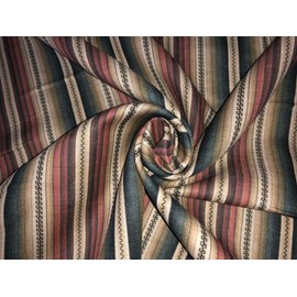 100% Linen Digital Print Fabric 44" Wide Available in 2 Styles Multi Color Stripes and Waves Yellow,sea Green [15974/15975] Multi Color Stripes