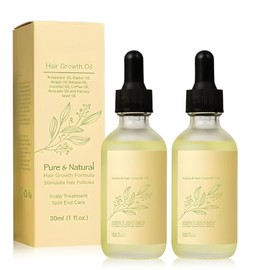 2PC Set de aceites naturales para el cabello con aceite de romero, aceite de ricino, aceite de argán