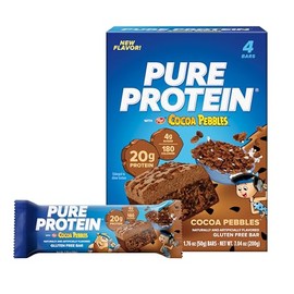 Pure Protein Cocoa PEBBLES™ Protein Bars – 20g Protein, 4g Sugar, 180 Calories (4 count) Low Sugar* High Protein Snack - Gluten Free - Perfect for a Healthy Snack