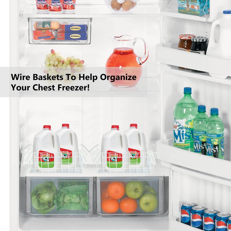 LISHINE 4 Pack Deep Freezer Organizer Bins Stackable Wire Basket