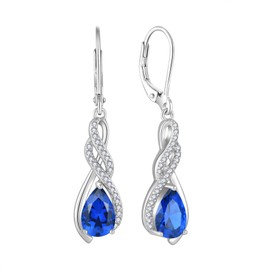 Starchenie Infinity Birthstone Dangle Drop Earrings for Women 925 Sterling Silver Pear Gemstones Leverback Earrings Jewelry Gift September Sapphire