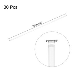 sourcing map 30pcs Acrylic Round Rods 1/8" x 6" Clear Acrylic Dowel Rods Sticks Plastic Sticks Strip for DIY Crafts Lighting Gardening Decorations - 3mm x 150mm