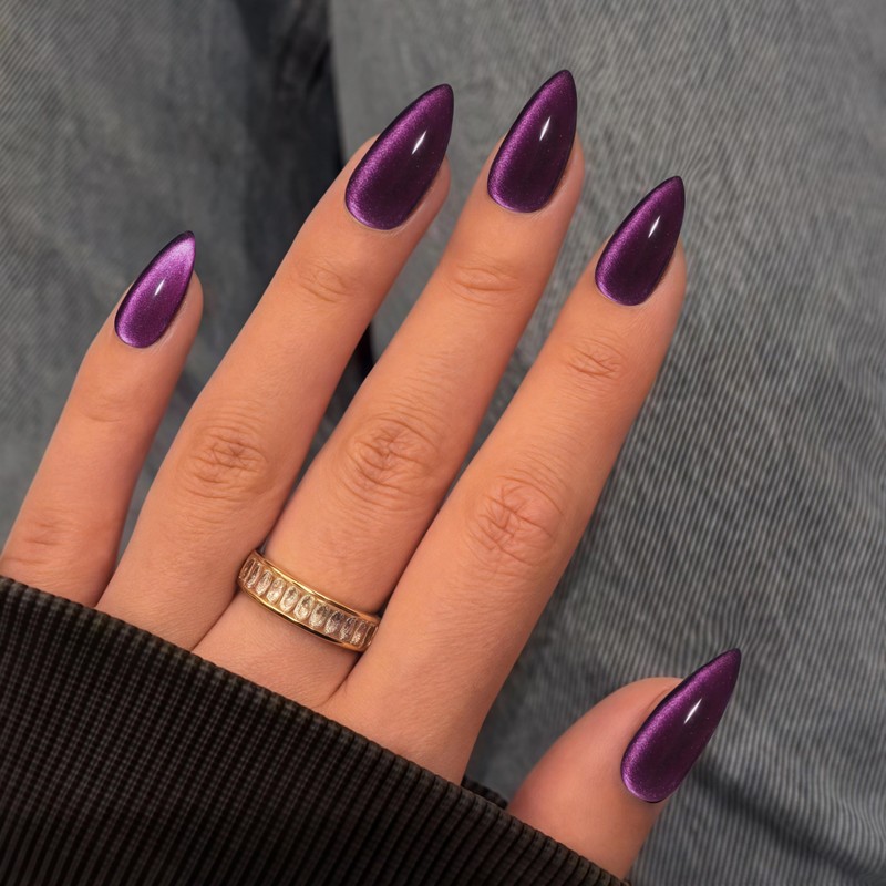SXVME Uñas Postizas de Presión Negras Y Moradas con Forma