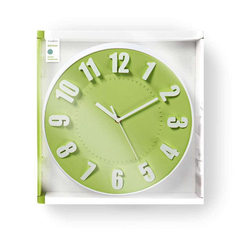 Nedis Large Wall Clock for Livingroom, Kitchen or Bedroom, Green