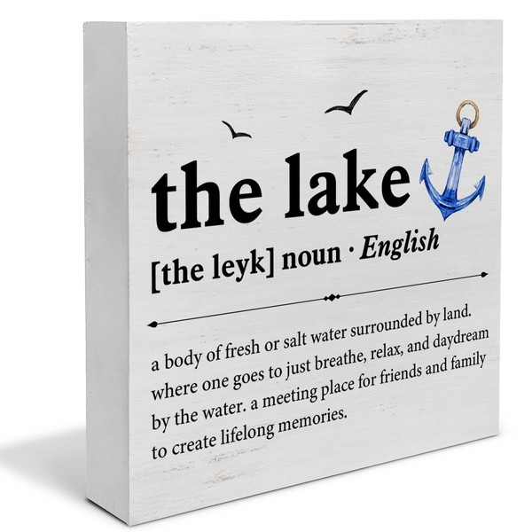 Lake Sign Decor the Lake Definition Wood Block Sign Rustic
