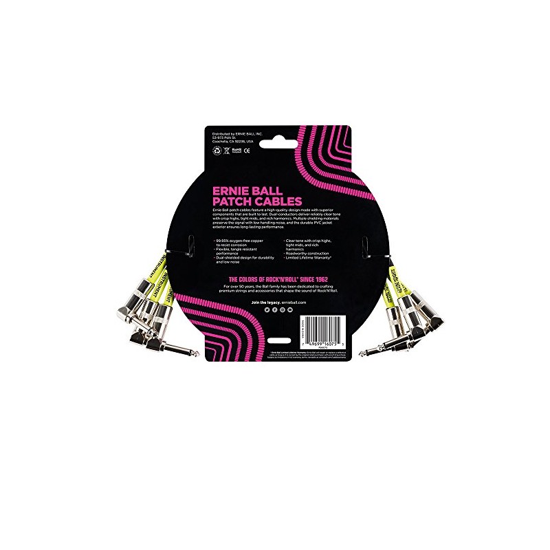 Ernie Ball - Cable de conexión entre pedales, acodado/acodado, 30