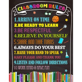 chiazllta Classroom Rules Poster Back to School Classroom Decorations 11 X 14 for Preschool Middle High School Classroom Decor