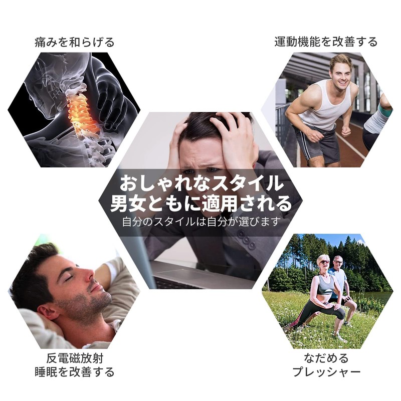 [FUANNA] 磁気ネックレスボール型ネックレス磁性チタンネックレスのデザイン磁気ネックレスファッションファッションスポーツビジネス男女兼用ネックレス男性用静電気除去ネックレス (ブラック+ブラック50cm)