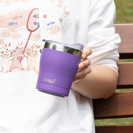 Mollcity Kids Tumbler with Lids and Straws-9 oz Stainless Steel Double Wall Vacuum Insulated Water Cups Spill Proof, BPA Free (Purple)