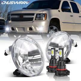 CHUSYYRAY 2x Round LED Fog Lights For 2007-2014 Chevy Tahoe Avalanche Suburban GMC Chrome