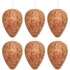 DECYOOL 6 Pack Paper Wasp Nest Decoy Hanging Wasp Nest Stay Away from Wasps Hornets Yellow Jackets(Reddish Brown)