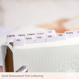 Idyllic Grace - Pestañas de la Biblias, Mini Spanish Bible Tabs, Emossed Gold Foil, Study Tool, Journaling, Old and New Testament, Christian, Catholic, Indexing, Matte Laminated, Durable - Mini Dream
