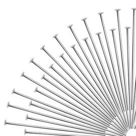 TOAOB 200pcs Flat Head Pins for Jewelry Making 1.18 Inch Silver Headpins Brass Beading Pins for DIY Crafts Necklaces Bracelets Earrings