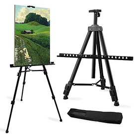 Artist Easel Stand, RRFTOK Materials Metal Tripod Adjustable Easel for Painting Canvases Height from 21" to 66"with Reinforced Triangle,Carry Bag for Table-Top/Floor Drawing and Didplaying