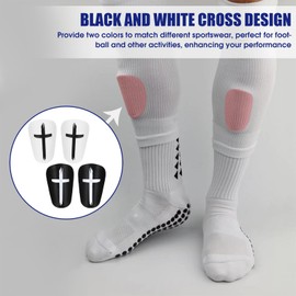 2 Pairs Mini Shin Pads, 8cm Small Shin Pads for Football Kids Soccer Shinpads, Black & White Cross Design, Lightweight Protective Gear for Kids Teens Youth Boys and Girls