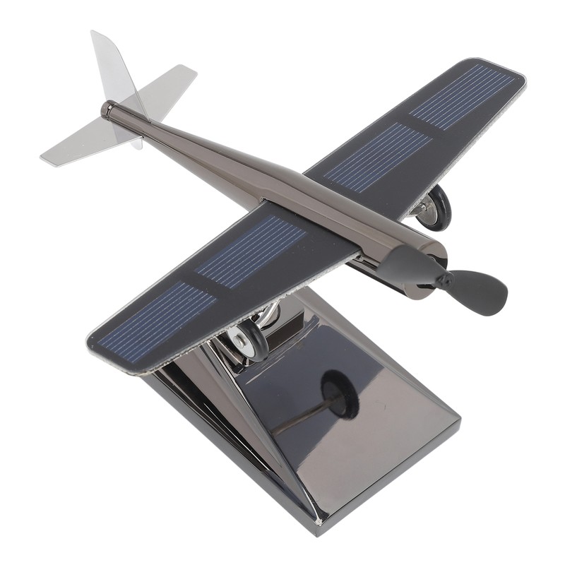 Solar Airplane Rotating Propellers Zinc Alloy Plastic Easy Assembly Solar