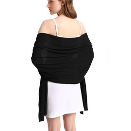 Yetoun Elegant Shawls and Wraps for Evening Dresses Chiffon Scarf Pashmina Wraps for Women Wedding Scarves(Black,79inch×19inch)