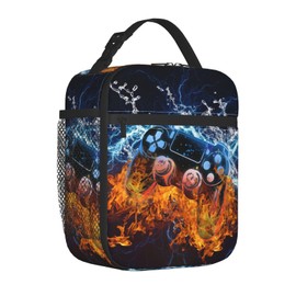 Anyako Video Game Lunch Box Fire and Water Game Lunch Bag Insulated Portable Reusable Lunch Tote Kit Waterproof Cooler Bag for Men Women Picnic Office Collega Travel Working