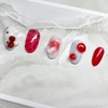 [Handmade Nail Tips] Tomato Horizontal Cat Nails - Coffin Egg