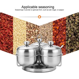 MOUMOUTEN Azucarero De Acero Inoxidable, Paquete De 10 Tarros Para Condimentos, Contenedor De Especias, Condimento Giratorio, Especias, Sal, Azúcar, Tarro De Especias Con Cuchara Con Tapa