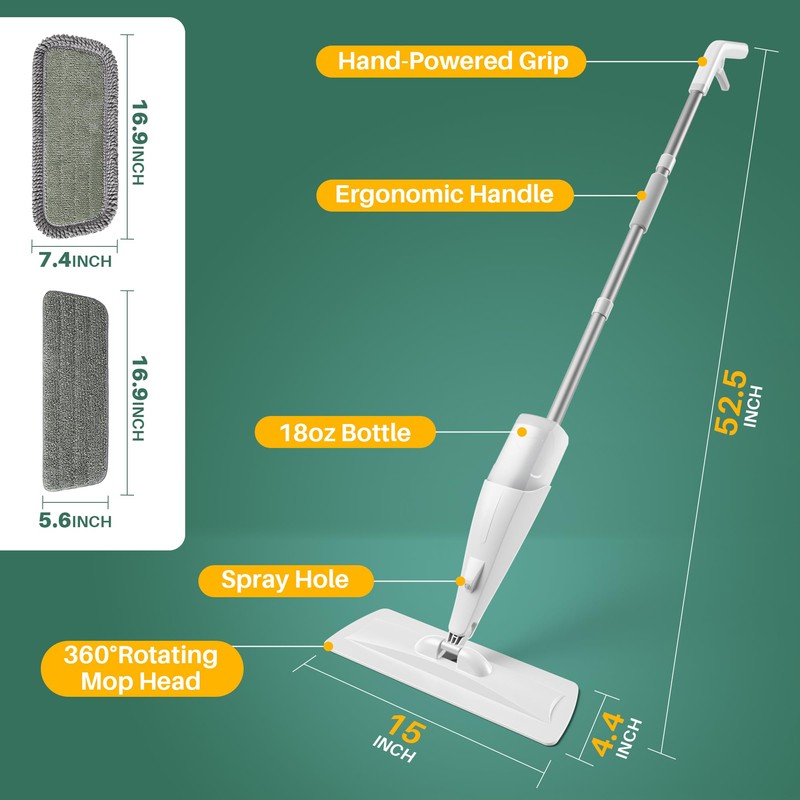 JOYMOOP Spray Mop for Floor Cleaning, Dry Wet Microfiber With