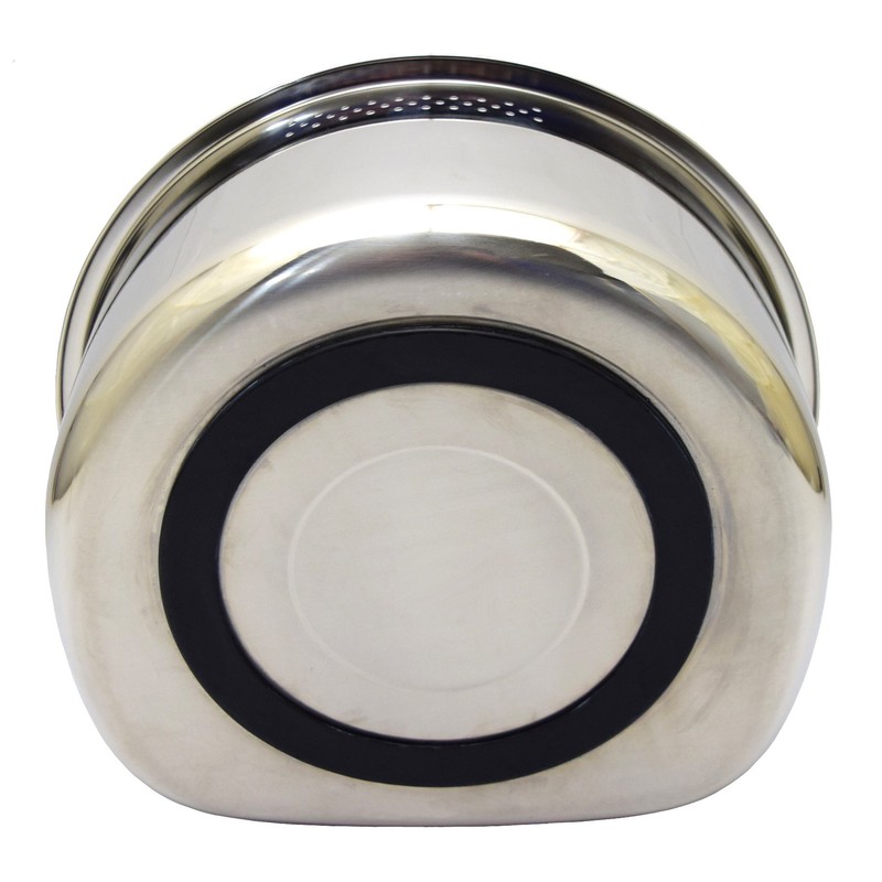 Takagi Stainless Steel D-Shaped Washtub with Rubber Drain Hole, Silver