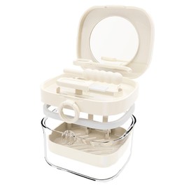 Retainer Case,Denture Case Retainer Cleaning Case, No-Leak Denture Bath Box Cup, Complete Clean Care for Dentures, Mouth Guard, Night Guard & Retainers with Mirror,Hook,Bite adhesive and Brush(White)