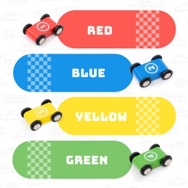 Marble Run Cars Wood from 1 Year Old Car Racing Track Wooden Toy Wooden Children's Toy 1 2 Years Boys with 4 Mini Cars and 2 Parking Spaces