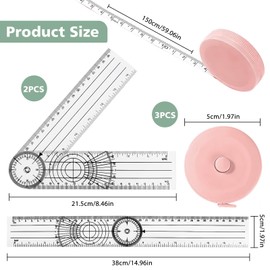 JIHXYER Pack of 5 Tape Measure, 2 Ruler, 3 Pieces 150 cm Telescopic Tape Measure (Pink, Blue, Green)