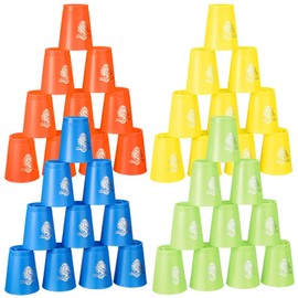Libima 48 Pcs Sports Stacking Cups Set Stacking Cup Classic Games Speed Training Game for Boy Girl Adult Family Party Challenge Competition Travel Gift, 4 Colors(Orange, Yellow, Blue and Green)