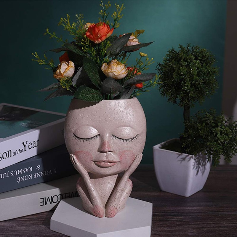 PovKeever Resin Planters Indoor Outdoor Succulent Planter Small Flower Pot