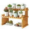 Table Top Bamboo Plant Stand Desktop Flower Shelf Rack for